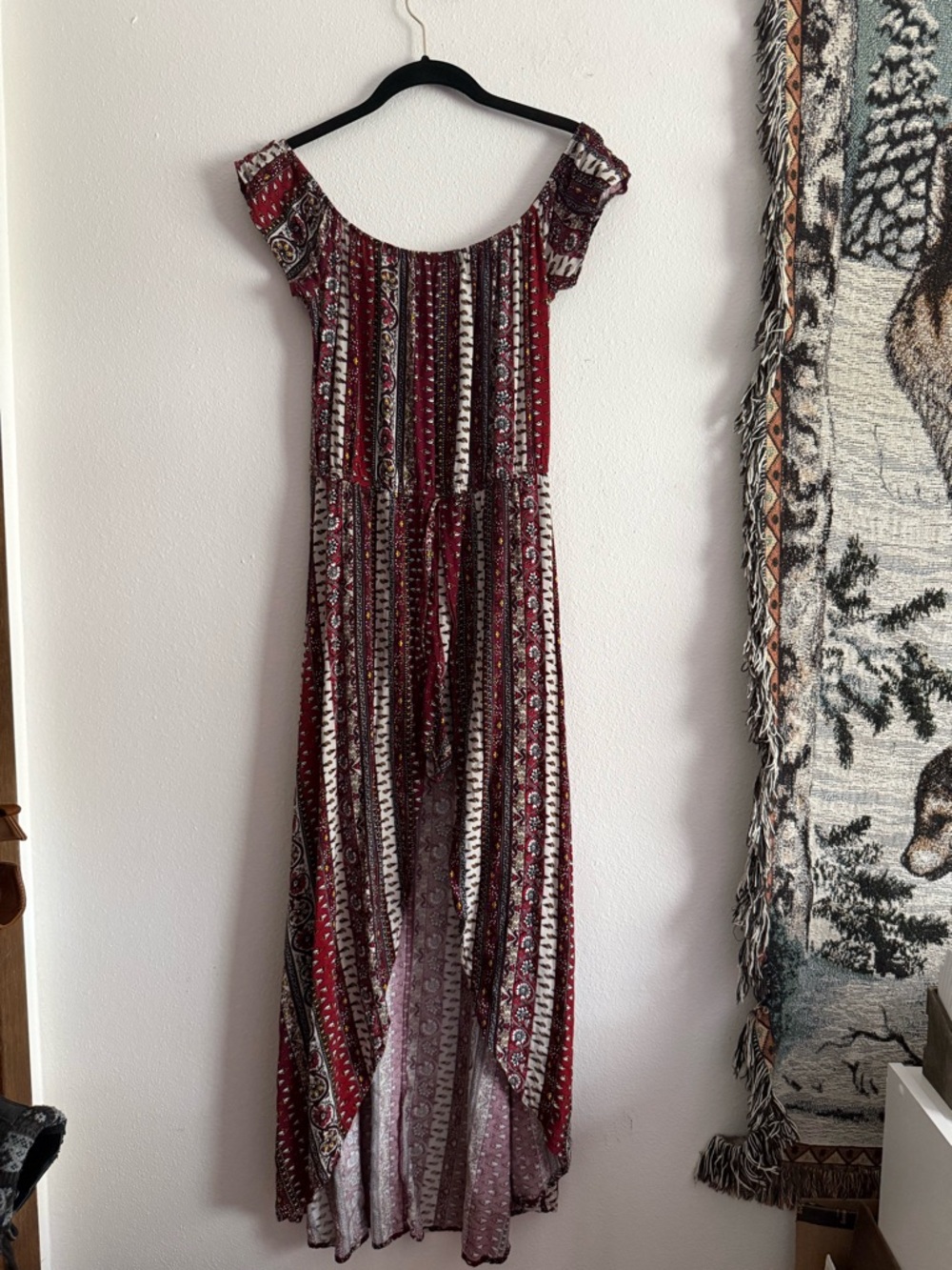 ☀️ Ambiance • Boho Off-Shoulder Maxi Dress/Romper in Paisley Print • women’s Md